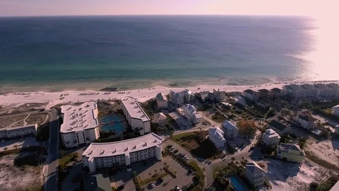 Aerial view of the Florida Beach sunset and hotels Stock-Footage 70864494