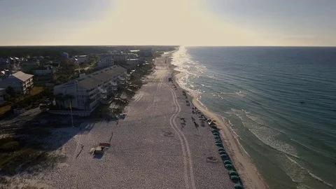 Aerial view of the Florida Beach sunset and hotels Stock-Footage 70867543