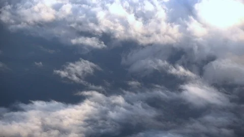 Aerial view of flowing clouds over Japan Alps mountain. Airplane shot. Stock Footage 93147493
