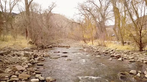 Aerial View of Flowing River Vídeos de archivo 73650737