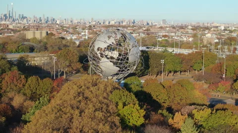 Aerial view of Flushing Meadows Park Corona Park Stock Footage 294260880