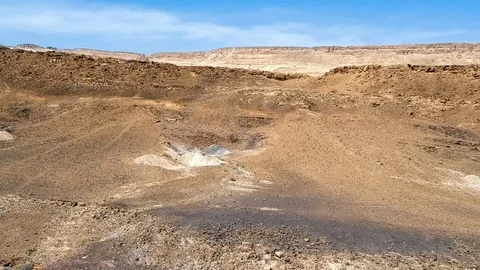 Aerial view of fly abobe Makhtesh Ramon crater Stock Footage 88133513