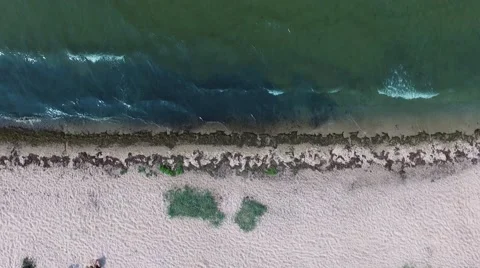 Aerial view - fly Over a beach on the baltic coast in Germany Stock Footage 63526841