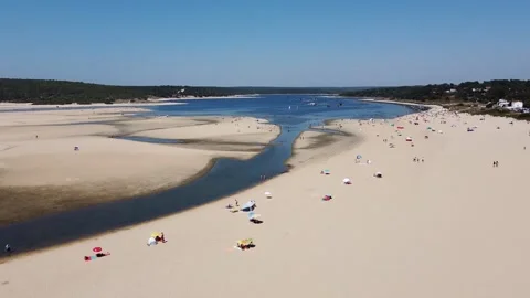 Aerial view of fly by over beach Stock Footage 160423207