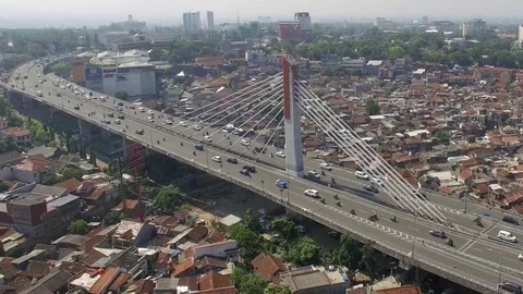 Aerial View Of Fly over Bridge in Bandung, Indonesia Stock Footage 79389333