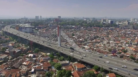 Aerial View Of Fly over Bridge in Bandung, Indonesia Video stock 79389392