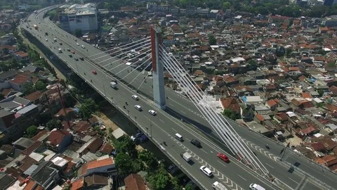 Aerial View Of Fly over Bridge in Bandung, Indonesia Stock Footage 79390714