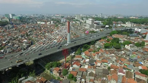 Aerial View Of Fly over Bridge in Bandung, Indonesia Stock Footage 79395418