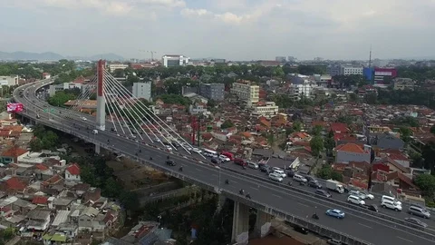 Aerial View Of Fly over Bridge in Bandung, Indonesia Stock Footage 79446009