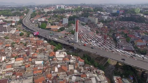 Aerial View Of Fly over Bridge in Bandung, Indonesia Video stock 79446548