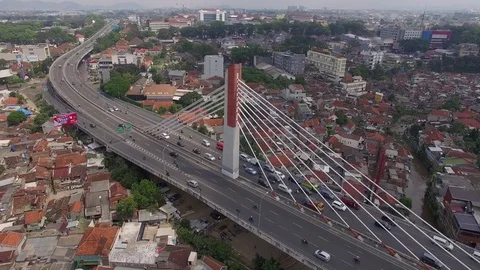 Aerial View Of Fly over Bridge in Bandung, Indonesia Stock Footage 79446662