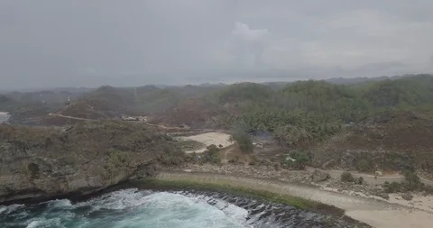 Aerial view fly over the reef and beautiful beach with nice coral, raw footag Stock Footage 121639037