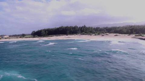 Aerial VIew Fly Up To Secluded Beach. North Shore, Oahu Video stock 48950600