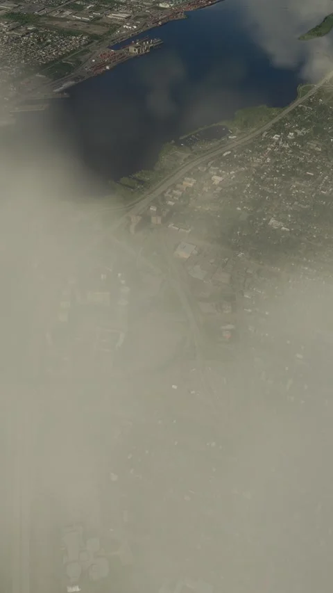 Aerial View Flying Above the Clouds in Montreal; Quebec. Canada Stock Footage 284489793
