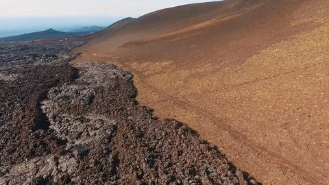 Aerial View. Flying in the copter around tourists. Hikers in the mountains in Stock Footage 73000648