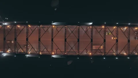 Aerial view. flying left along the bridge during the ice drift. Stock Footage 103470152
