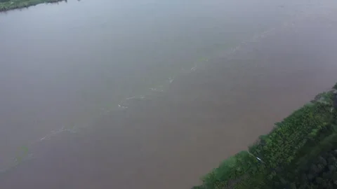Aerial view flying over the amazon river near iquitos, peru Stock Footage 337279849