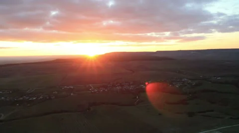 Aerial View: Flying over Aq-Qaya mount at sunset, Crimea Stock Footage 37103487