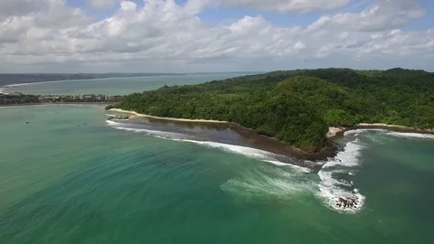 Aerial View Flying Over Beach And Tropical Forest Stock Footage 75884432