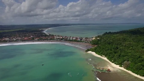 Aerial View Flying Over Beach And Tropical Forest Stock Footage 75894154