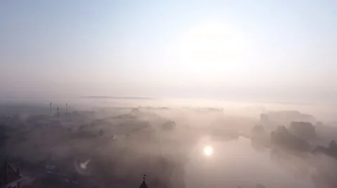 Aerial View. Flying over the castle's old town at sunrise Stock Footage 67805243