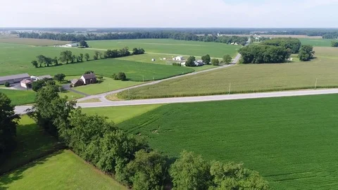 Aerial View Flying Over Corn and Soybean Fields and Farms Smyrna Delaware Stock Footage 78737833