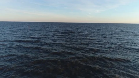 Aerial View Flying over Delaware Bay in New Jersey Stock Footage 74356182