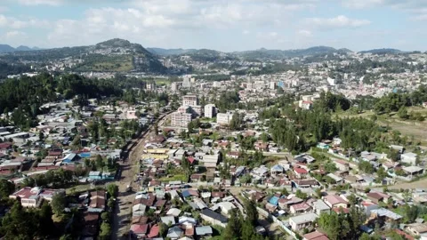 Aerial view flying over Dessie, Ethiopia in a sideways motion. Stock Footage 339040077