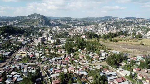Aerial view flying over Dessie, Ethiopia in a sideways motion. Stock Footage 339040086