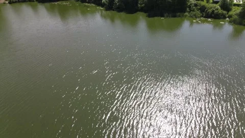 Aerial View Flying over the field. Flying over the river. Russia Видео 134906743