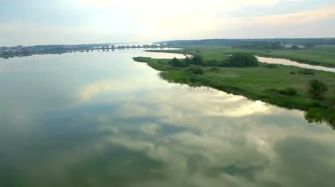 Aerial View: Flying over fields and lakes. Altai. Siberia Stock Footage 11519212
