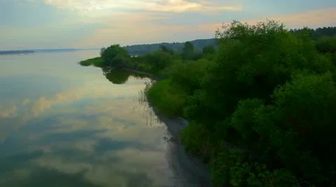 Aerial View: Flying over fields and lakes. Altai. Siberia Stock Footage 11519298