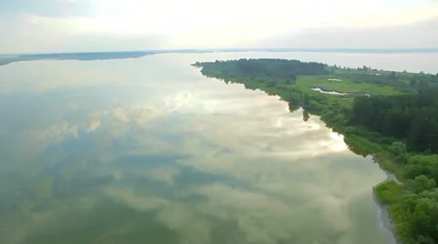 Aerial View: Flying over fields and lakes. Altai. Siberia Stock Footage 11519327