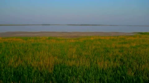 Aerial View: Flying over fields and lakes. Altai. Siberia Stock Footage 11519503