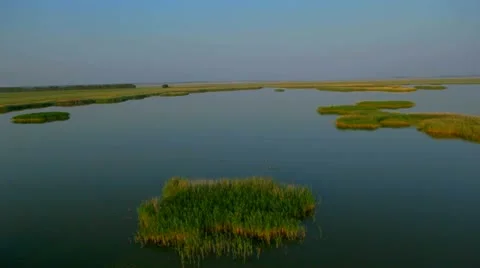 Aerial View: Flying over fields and lakes. Altai. Siberia Stock Footage 11519562