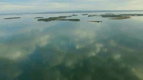 Aerial View: Flying over fields and lakes. Altai. Siberia Stock Footage 33653020