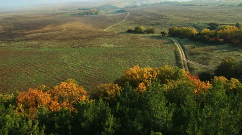 Aerial View: Flying over the fields, near Bakhchisaray, Crimea Stock Footage 36708940