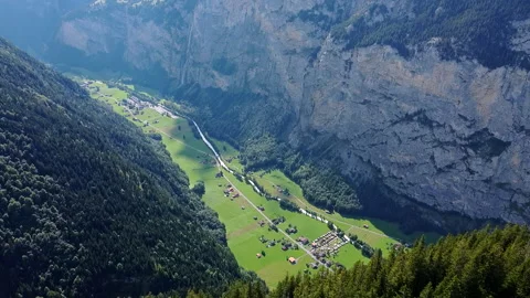 Aerial View of Flying Over the Forest into Beautiful Green Valley - No3 Stock Footage 140761459