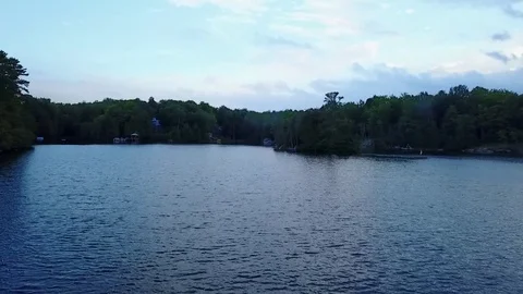 Aerial View Flying Over Fresh Water Lake In Summer 2 Video stock 77318014