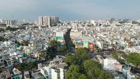 Aerial View Flying Over Ho Chi Minh City, Vietnam Urban Landscape Stock Footage 335575648
