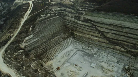 Aerial View: Flying over the Inkerman Quarry, Sevastopol, Crimea Stock Footage 37113438