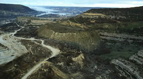 Aerial View: Flying over the Inkerman Quarry, Sevastopol, Crimea Stock Footage 37113904
