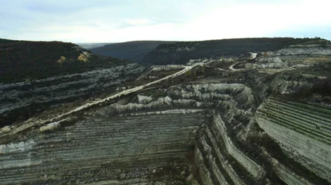 Aerial View: Flying over the Inkerman Quarry, Sevastopol, Crimea Stock Footage 37113975