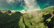 Aerial View Flying Over Jungle Mountain Peaks, Na Pali Coast Kauai Stock Footage