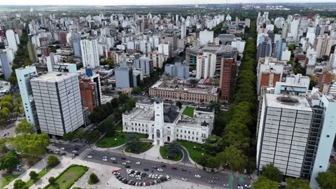 Aerial view flying over la plata municipality building Stock-Footage 333843480