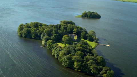 Aerial view flying over Loch Leven Castle in Scotland Video stock 336795110