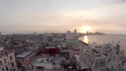 Aerial view flying over Malec_n Havana Cuba. Shot in 4K. Video stock 77748403