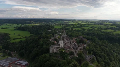 Aerial view flying over medieval limbourg village in belgium Vídeos de archivo 336611414