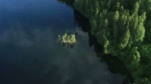 Aerial View. Flying over the mountain lake. Aerial camera shot. Altai, Siberia. Stock Footage 33851098