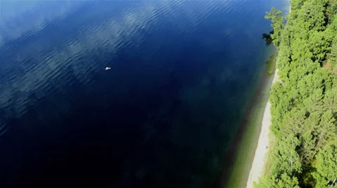 Aerial View. Flying over the mountain lake. Aerial camera shot. Altai, Siberia. Stock Footage 33851726